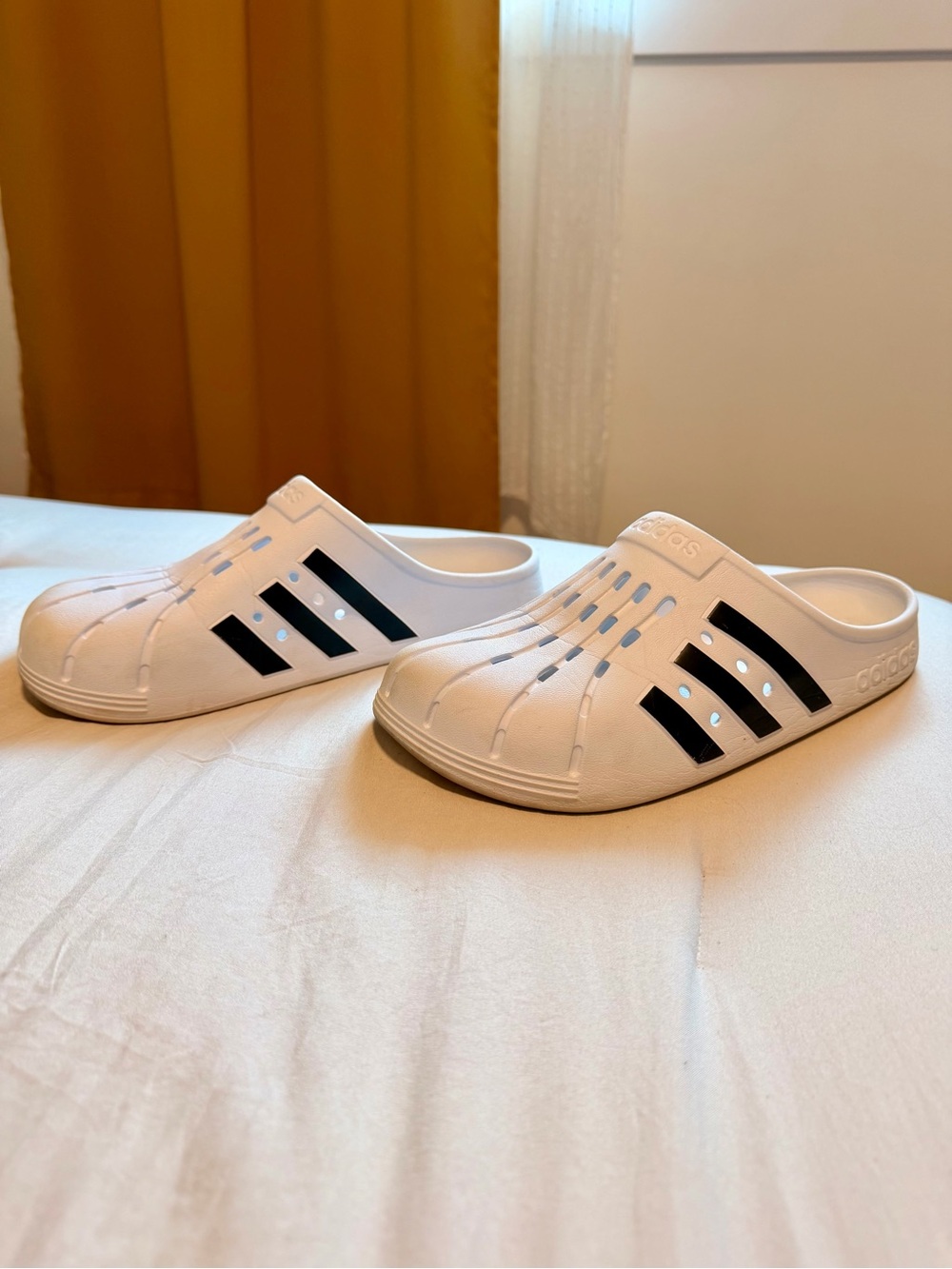 Adidas Superstar Clogs White Slip-On with Black Stripes